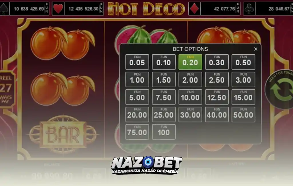 Nazobet Hot Deco oyunu